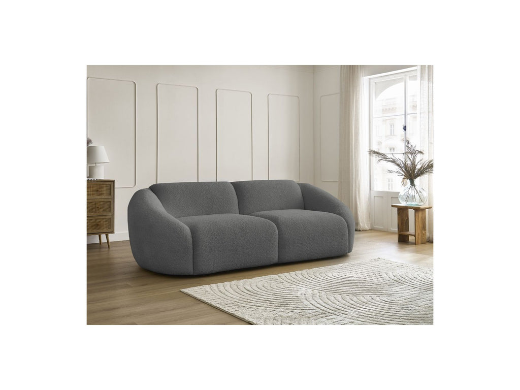 Fixed Straight 3-Seater Sofa - Tina - Bouclé Fabric