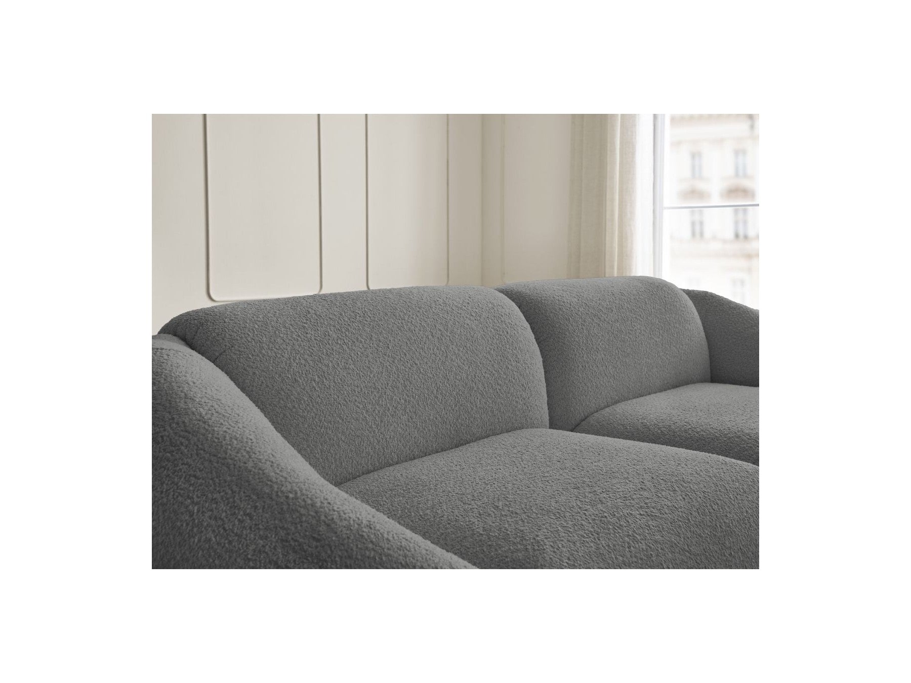 Fixed Straight 3-Seater Sofa - Tina - Bouclé Fabric