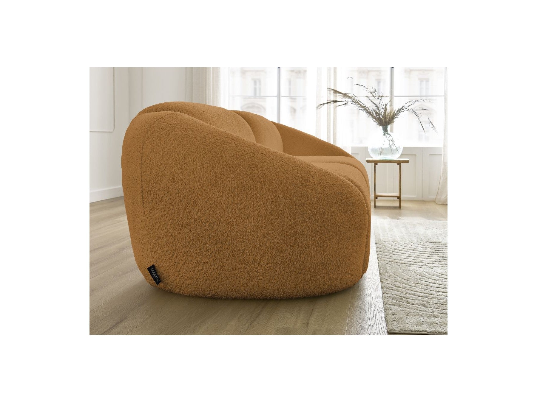 Fixed Straight 3-Seater Sofa - Tina - Bouclé Fabric