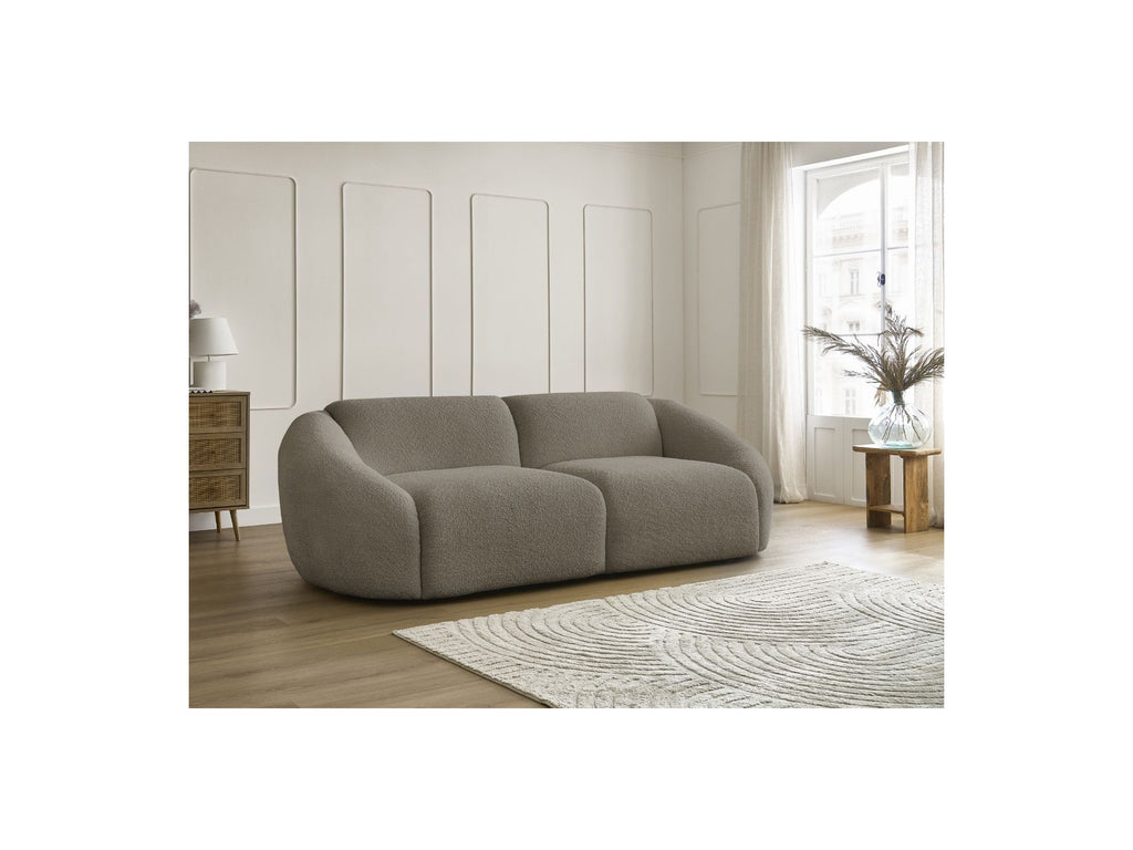 Fixed Straight 3-Seater Sofa - Tina - Bouclé Fabric