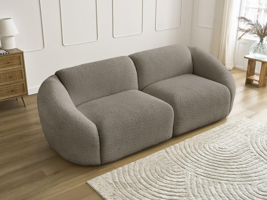 Fixed Straight 3-Seater Sofa - Tina - Bouclé Fabric