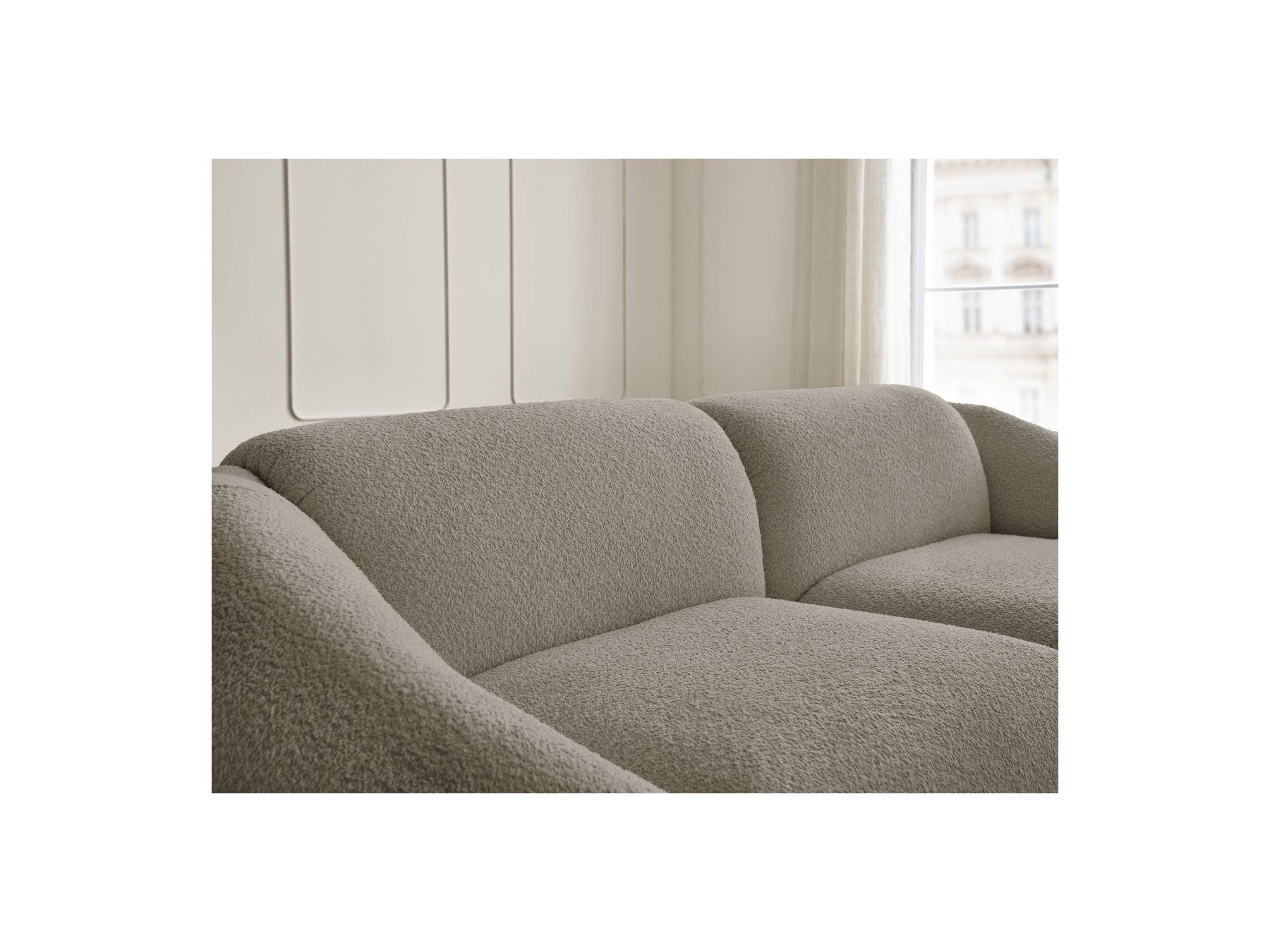Fixed Straight 3-Seater Sofa - Tina - Bouclé Fabric