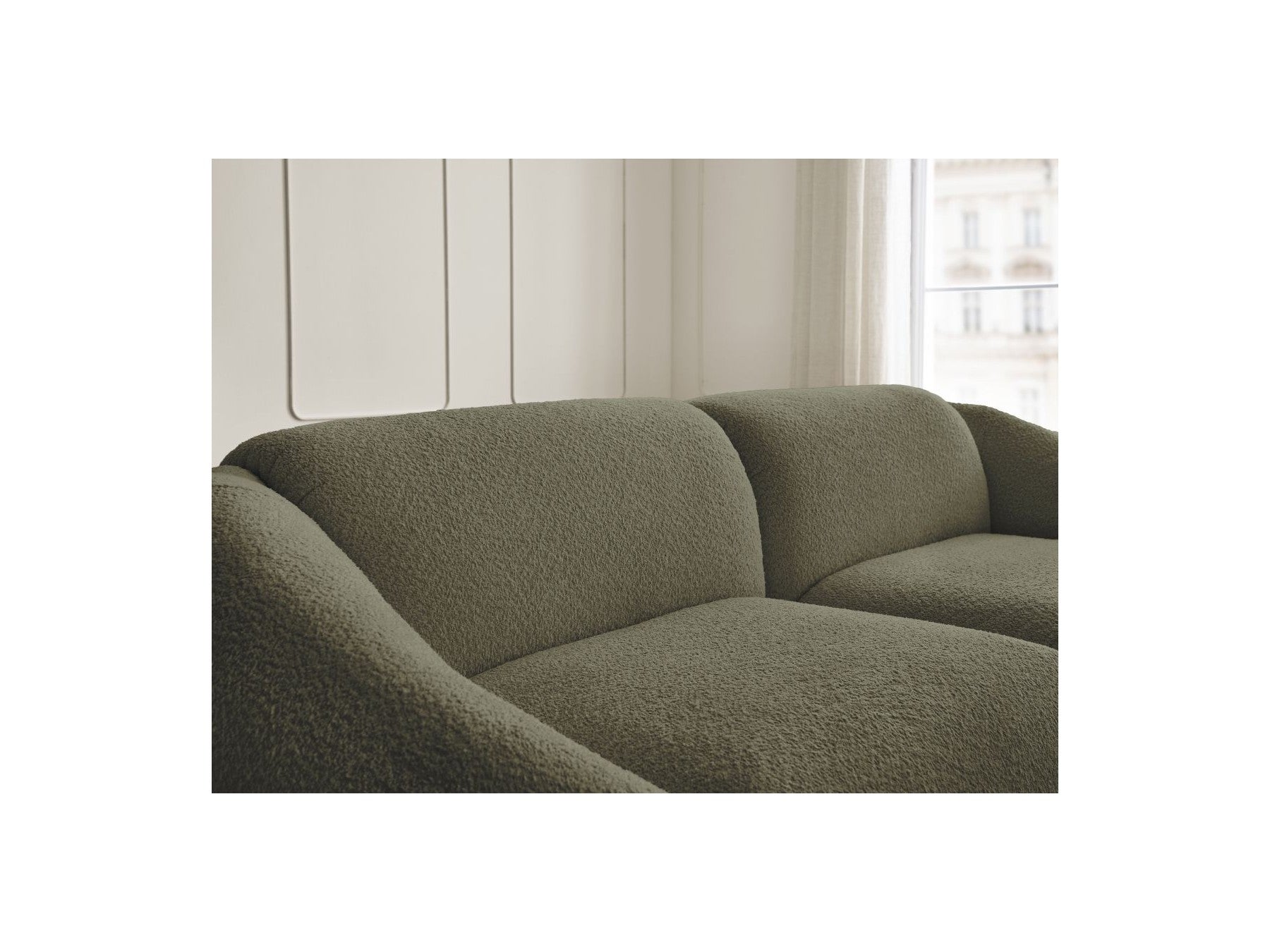 Fixed Straight 3-Seater Sofa - Tina - Bouclé Fabric