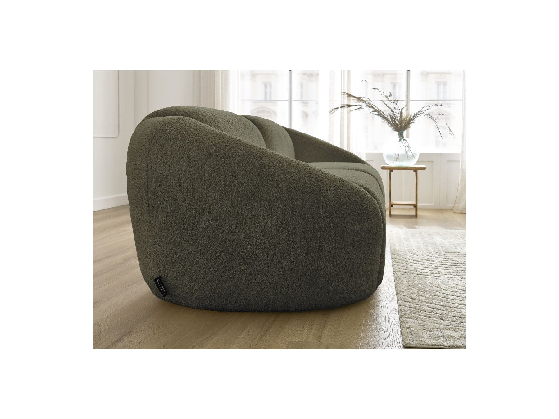 Fixed Straight 3-Seater Sofa - Tina - Bouclé Fabric