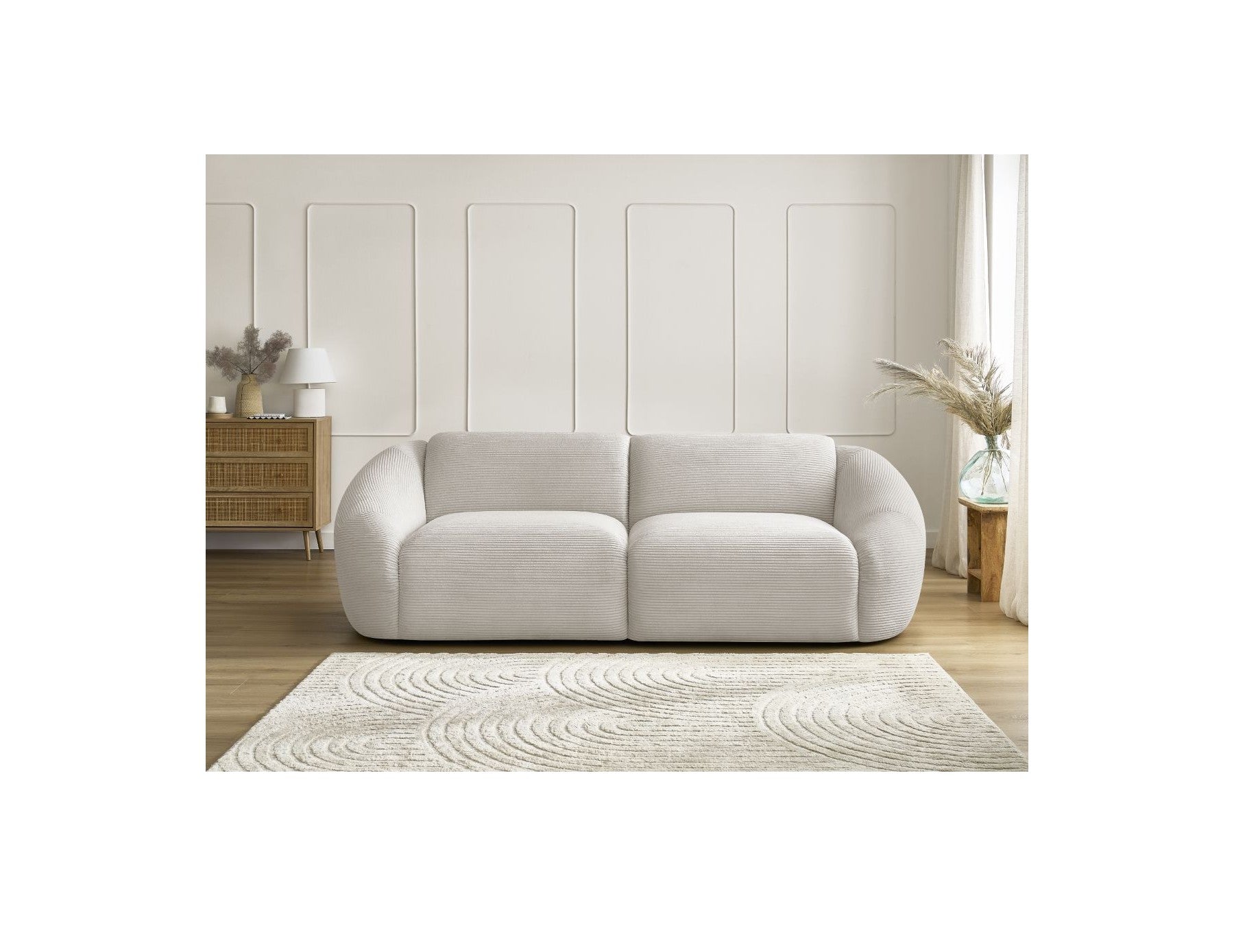 Fixed Straight 3-Seater Sofa - Tina - Corduroy