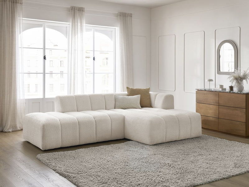 Canapé D'Angle Fixe Modulable - Annecy - Tissu Bouclette - Angle Droit