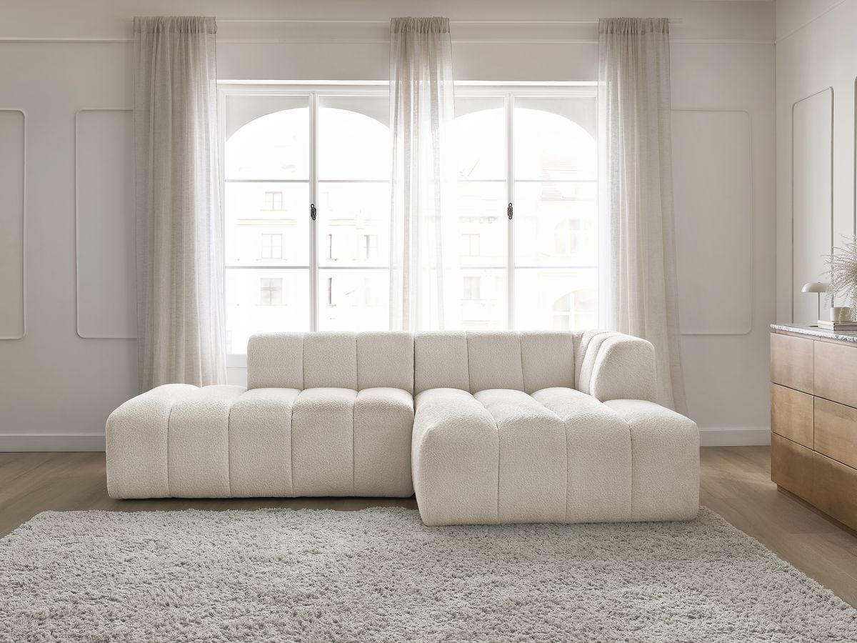 Modular Fixed Corner Sofa - Annecy - Bouclé Fabric - Right-Hand Corner