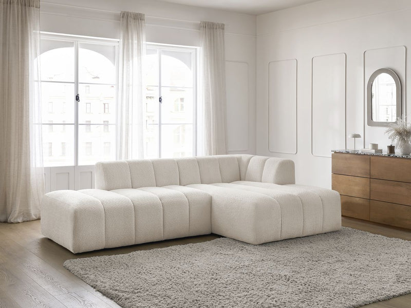 Canapé D'Angle Fixe Modulable - Annecy - Tissu Bouclette - Angle Droit