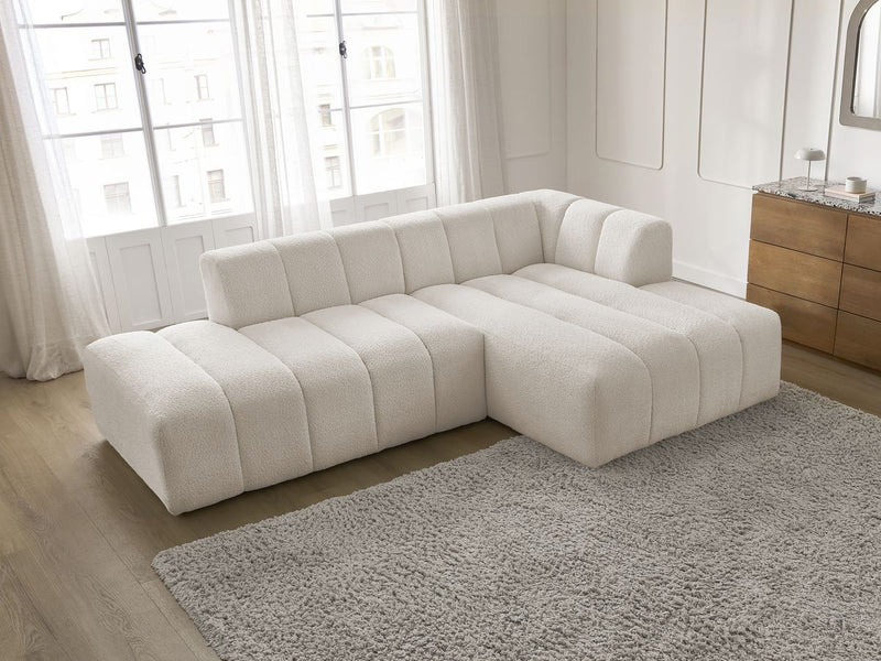 Canapé D'Angle Fixe Modulable - Annecy - Tissu Bouclette - Angle Droit