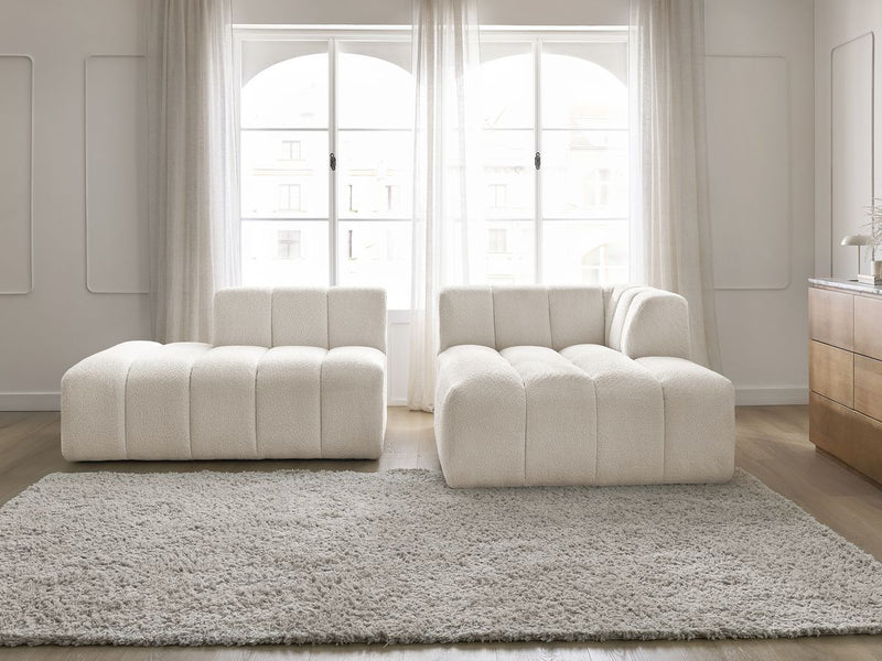 Canapé D'Angle Fixe Modulable - Annecy - Tissu Bouclette - Angle Droit