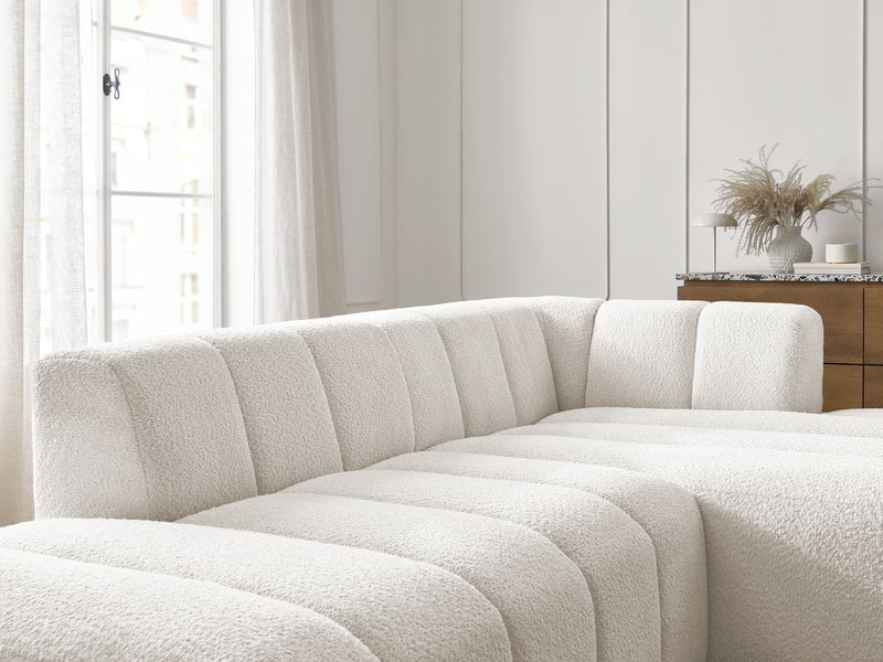 Canapé D'Angle Fixe Modulable - Annecy - Tissu Bouclette - Angle Droit