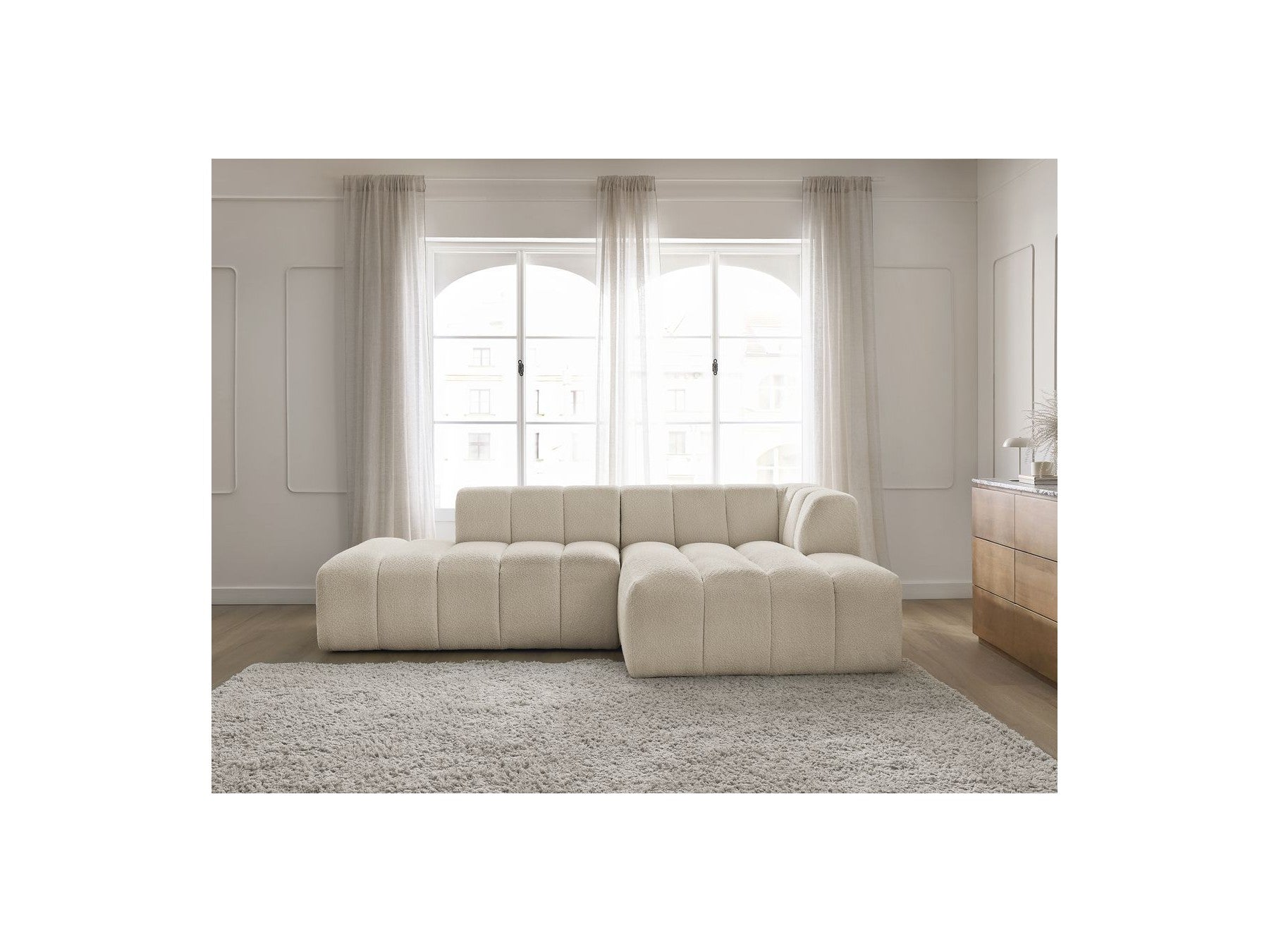 Modular Fixed Corner Sofa - Annecy - Bouclé Fabric - Right-Hand Corner
