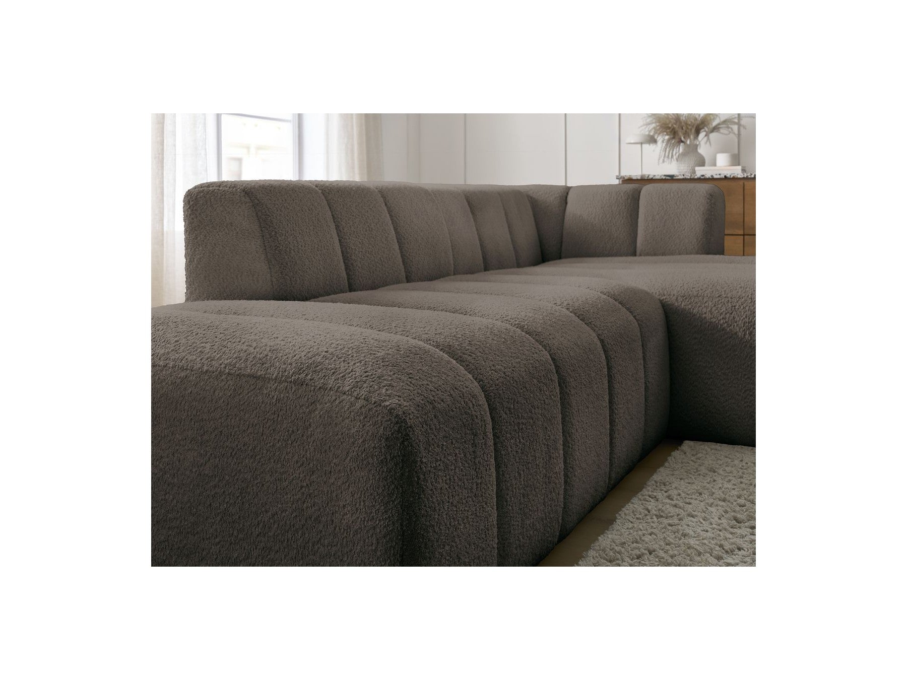 Modular Fixed Corner Sofa - Annecy - Bouclé Fabric - Right-Hand Corner