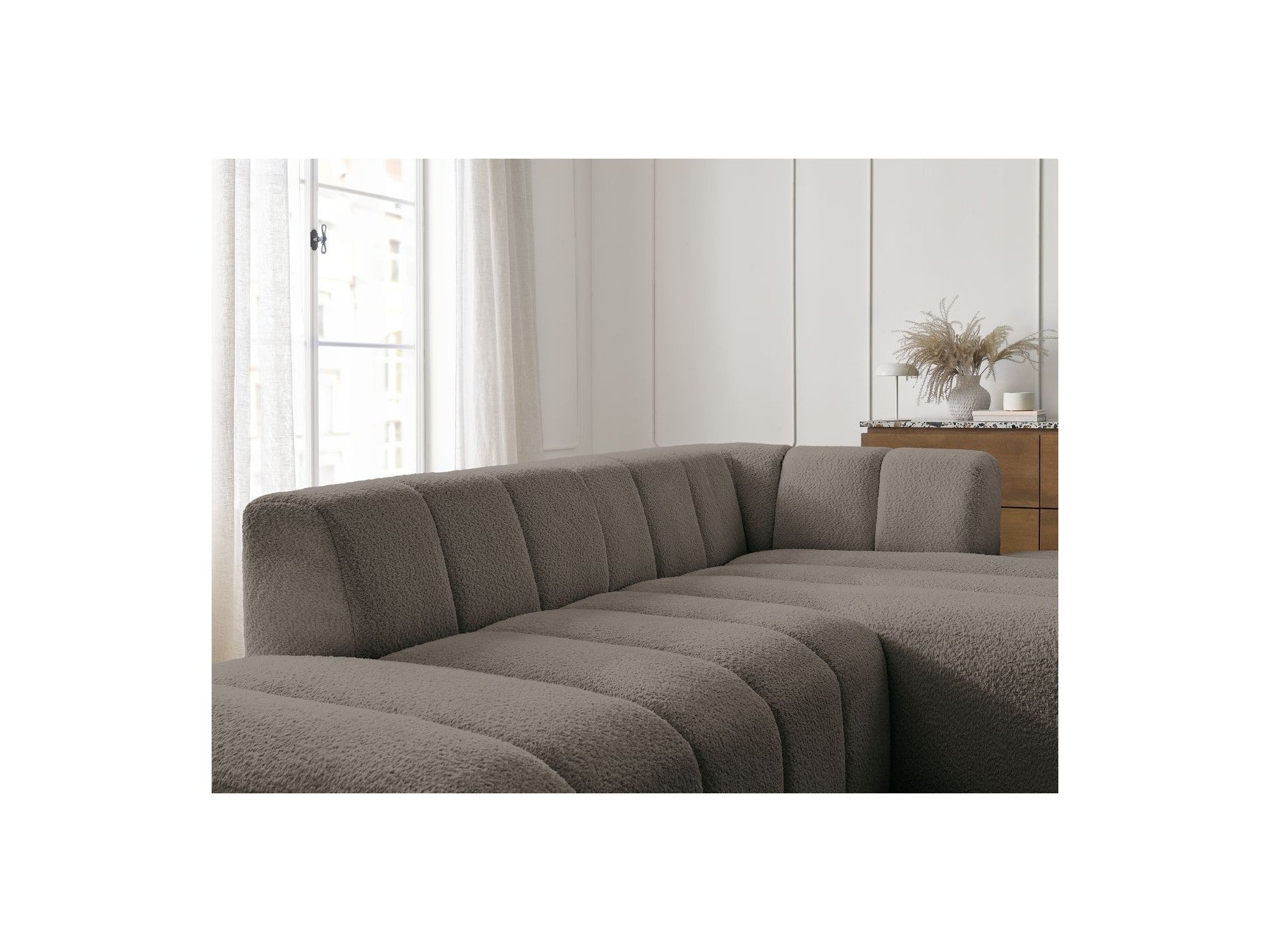 Modular Fixed Corner Sofa - Annecy - Bouclé Fabric - Right-Hand Corner