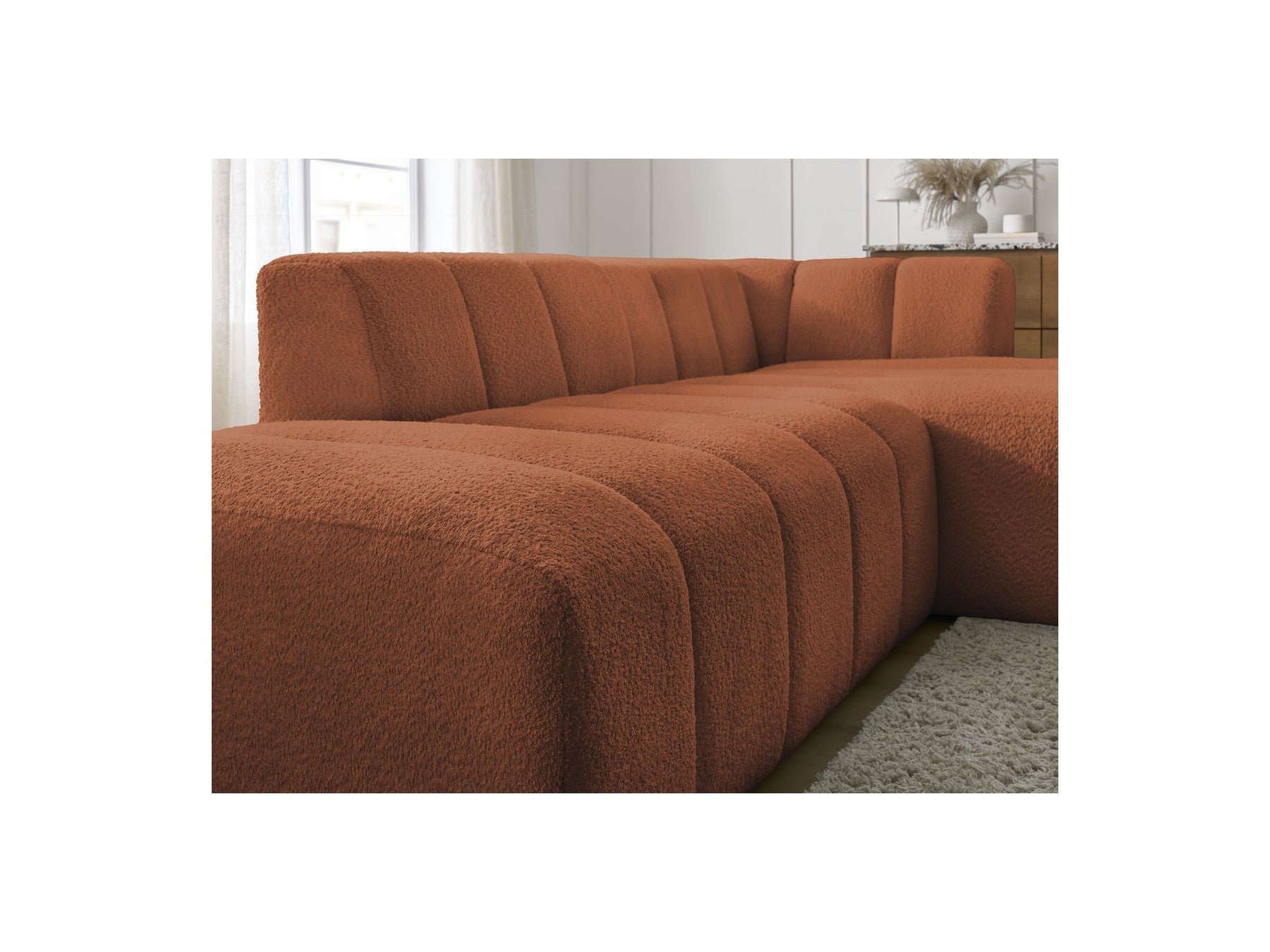 Modular Fixed Corner Sofa - Annecy - Bouclé Fabric - Right-Hand Corner