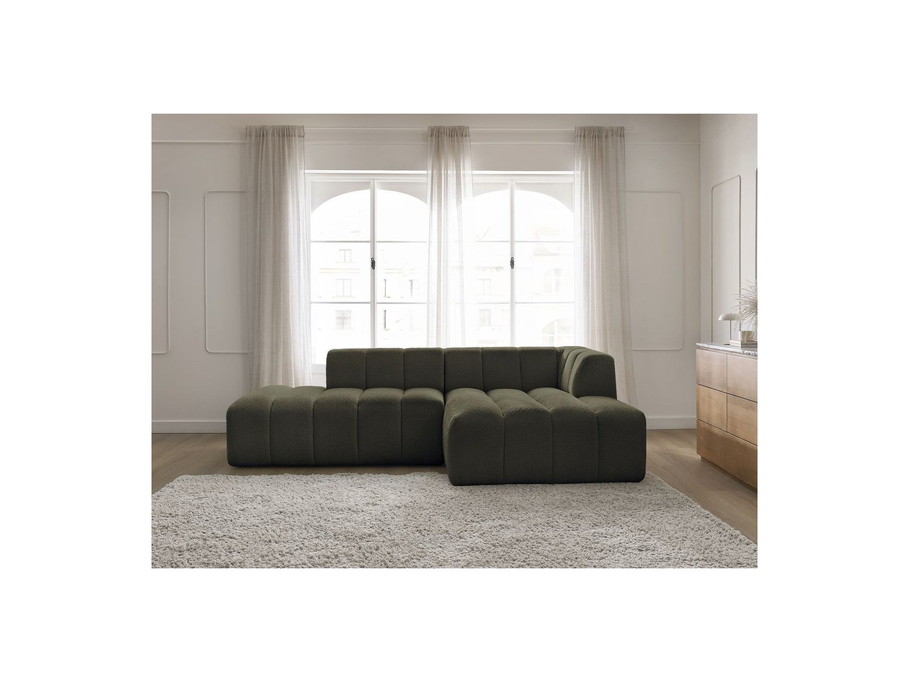 Modular Fixed Corner Sofa - Annecy - Bouclé Fabric - Right-Hand Corner