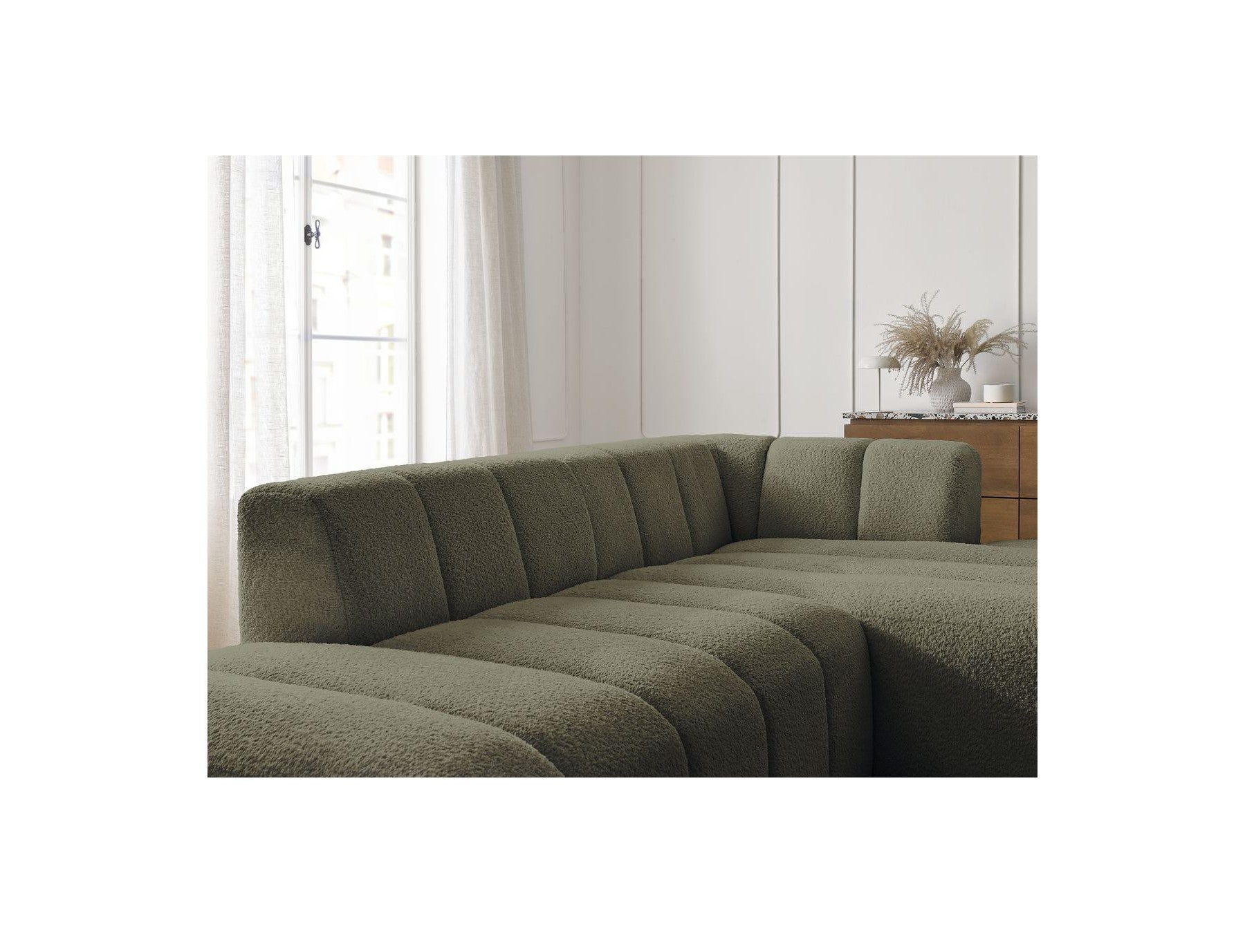 Modular Fixed Corner Sofa - Annecy - Bouclé Fabric - Right-Hand Corner