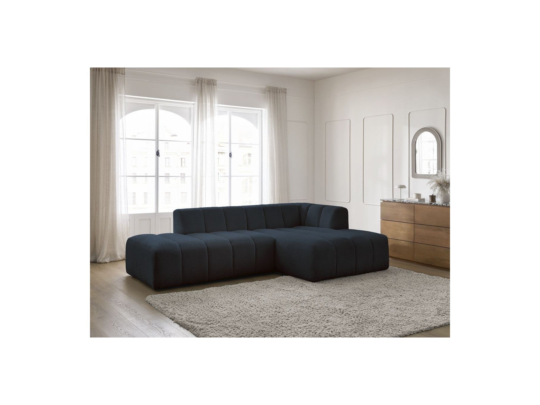 Modular Fixed Corner Sofa - Annecy - Bouclé Fabric - Right-Hand Corner