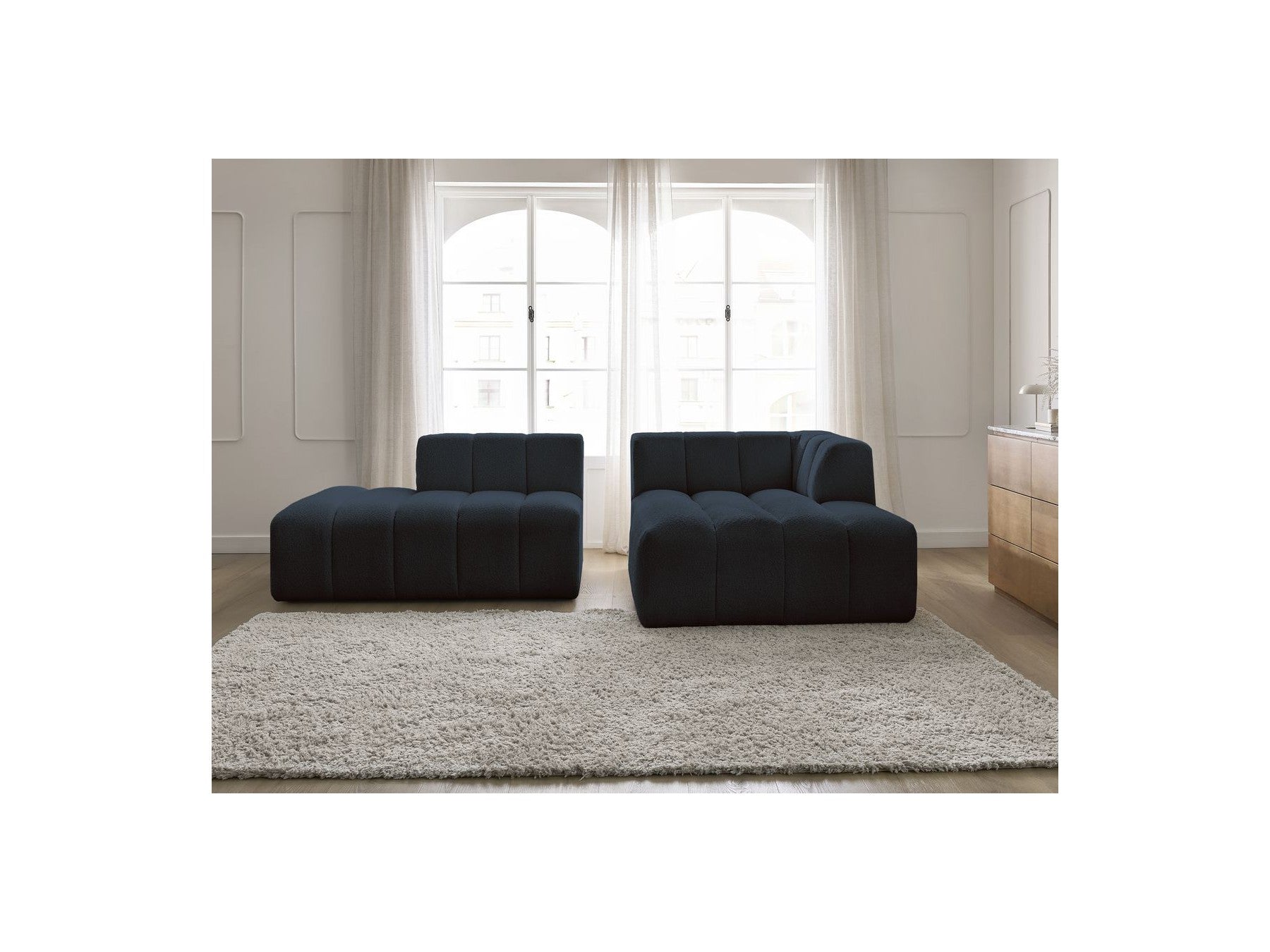 Modular Fixed Corner Sofa - Annecy - Bouclé Fabric - Right-Hand Corner