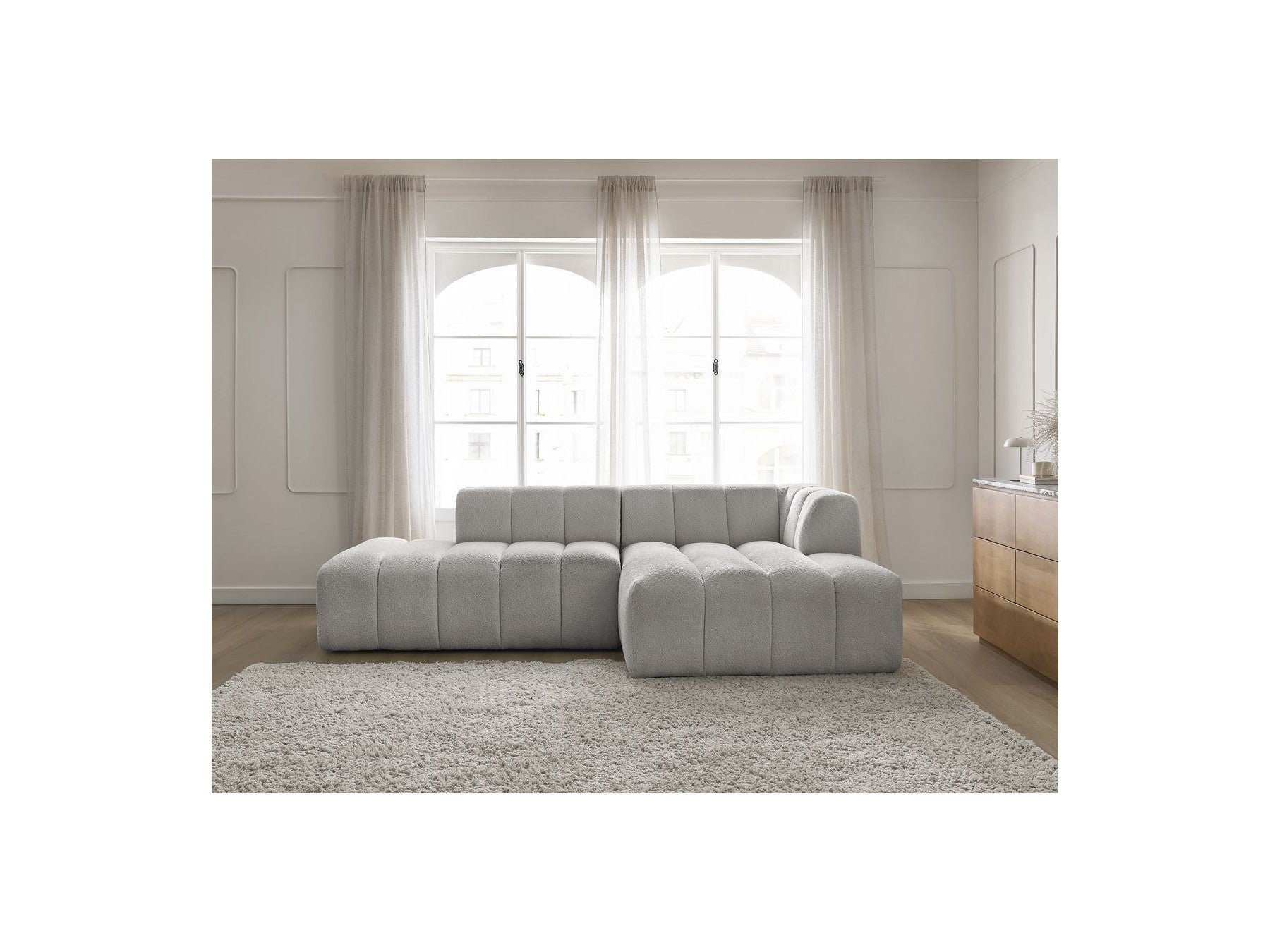 Modular Fixed Corner Sofa - Annecy - Bouclé Fabric - Right-Hand Corner