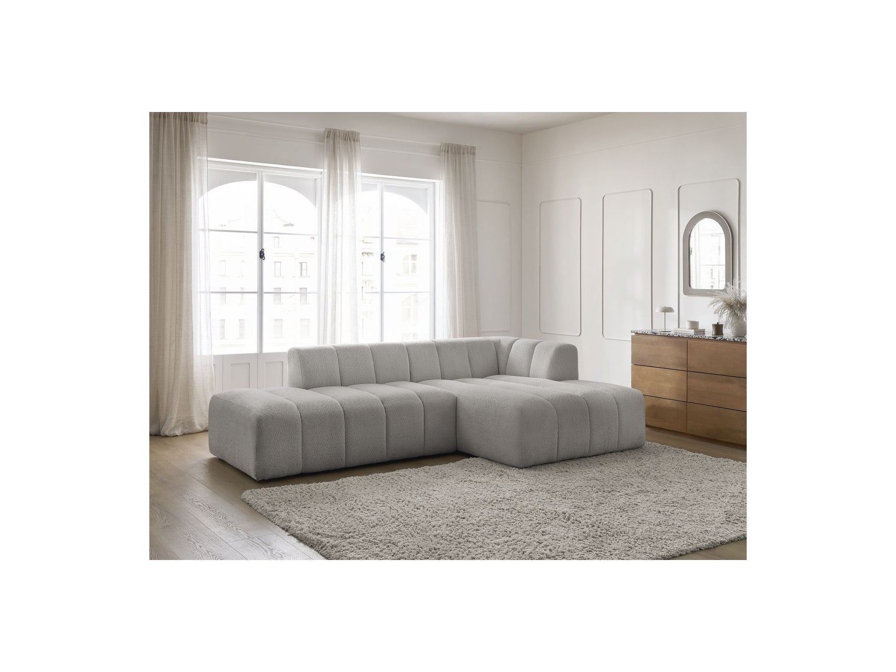 Modular Fixed Corner Sofa - Annecy - Bouclé Fabric - Right-Hand Corner