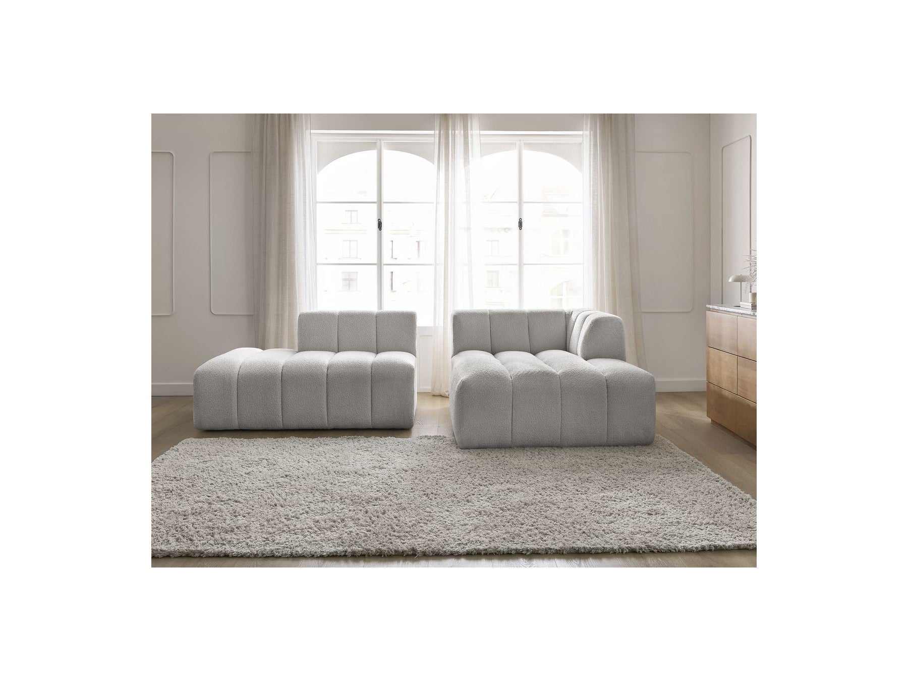 Modular Fixed Corner Sofa - Annecy - Bouclé Fabric - Right-Hand Corner