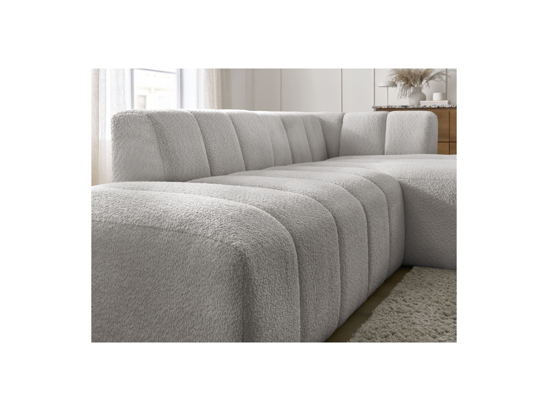 Modular Fixed Corner Sofa - Annecy - Bouclé Fabric - Right-Hand Corner
