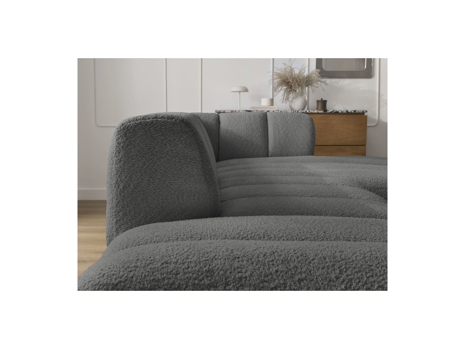Modular Fixed Corner Sofa - Annecy - Bouclé Fabric - Right-Hand Corner