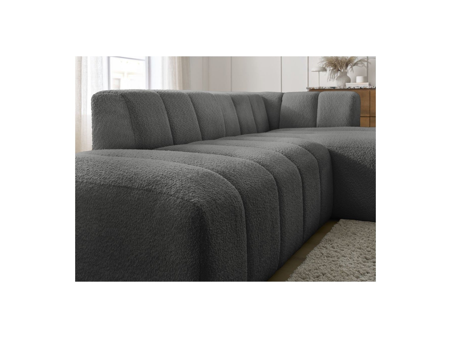 Modular Fixed Corner Sofa - Annecy - Bouclé Fabric - Right-Hand Corner