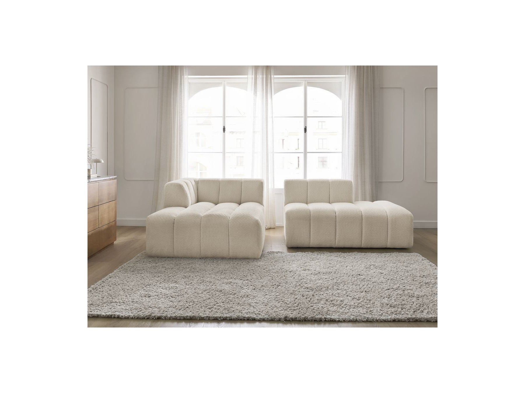 Modular Fixed Corner Sofa - Annecy - Bouclé Fabric - Left Corner