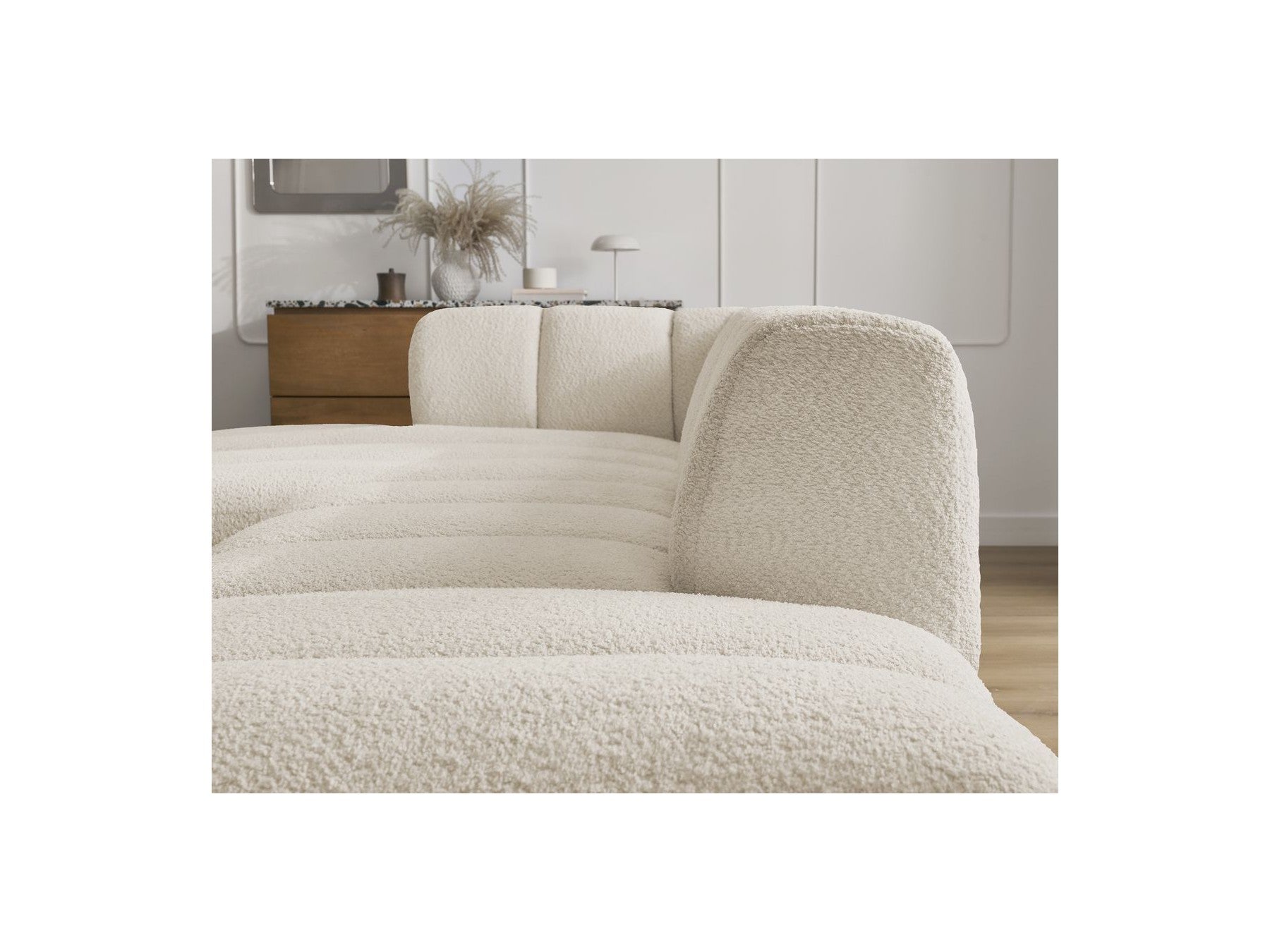 Modular Fixed Corner Sofa - Annecy - Bouclé Fabric - Left Corner