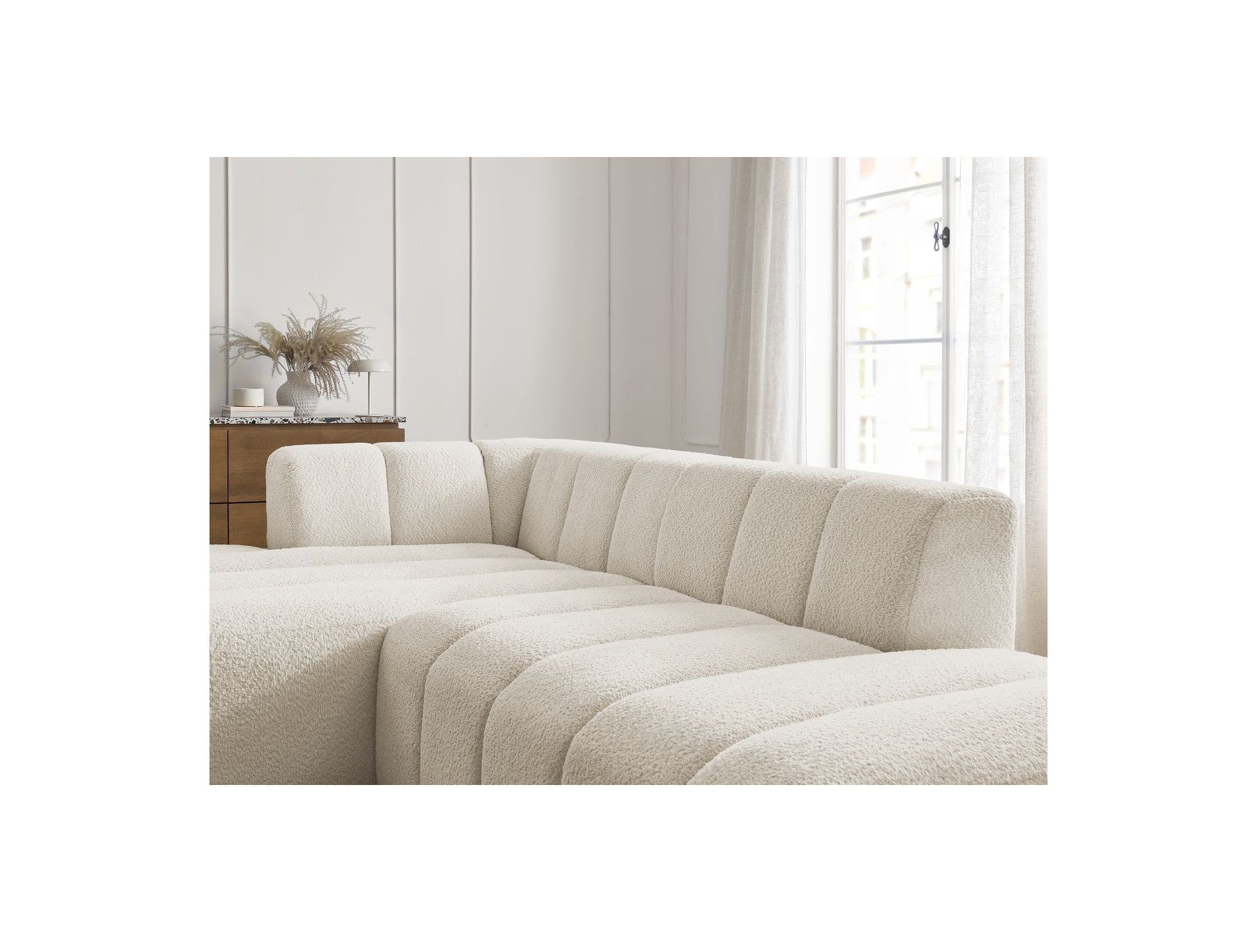 Modular Fixed Corner Sofa - Annecy - Bouclé Fabric - Left Corner