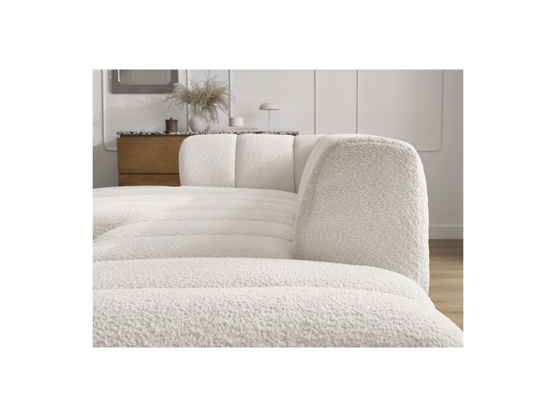 Modular Fixed Corner Sofa - Annecy - Bouclé Fabric - Left Corner