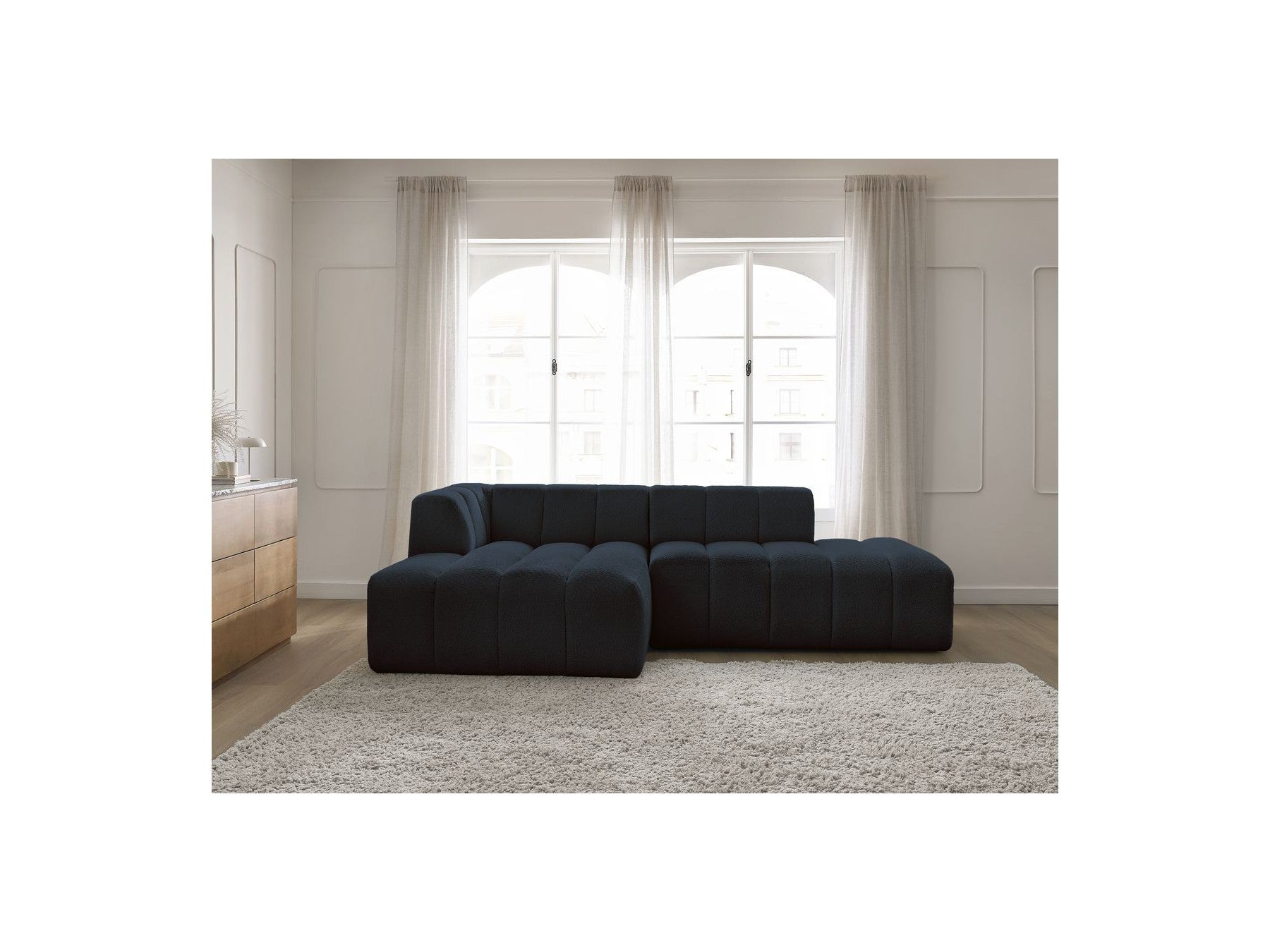 Modular Fixed Corner Sofa - Annecy - Bouclé Fabric - Left Corner