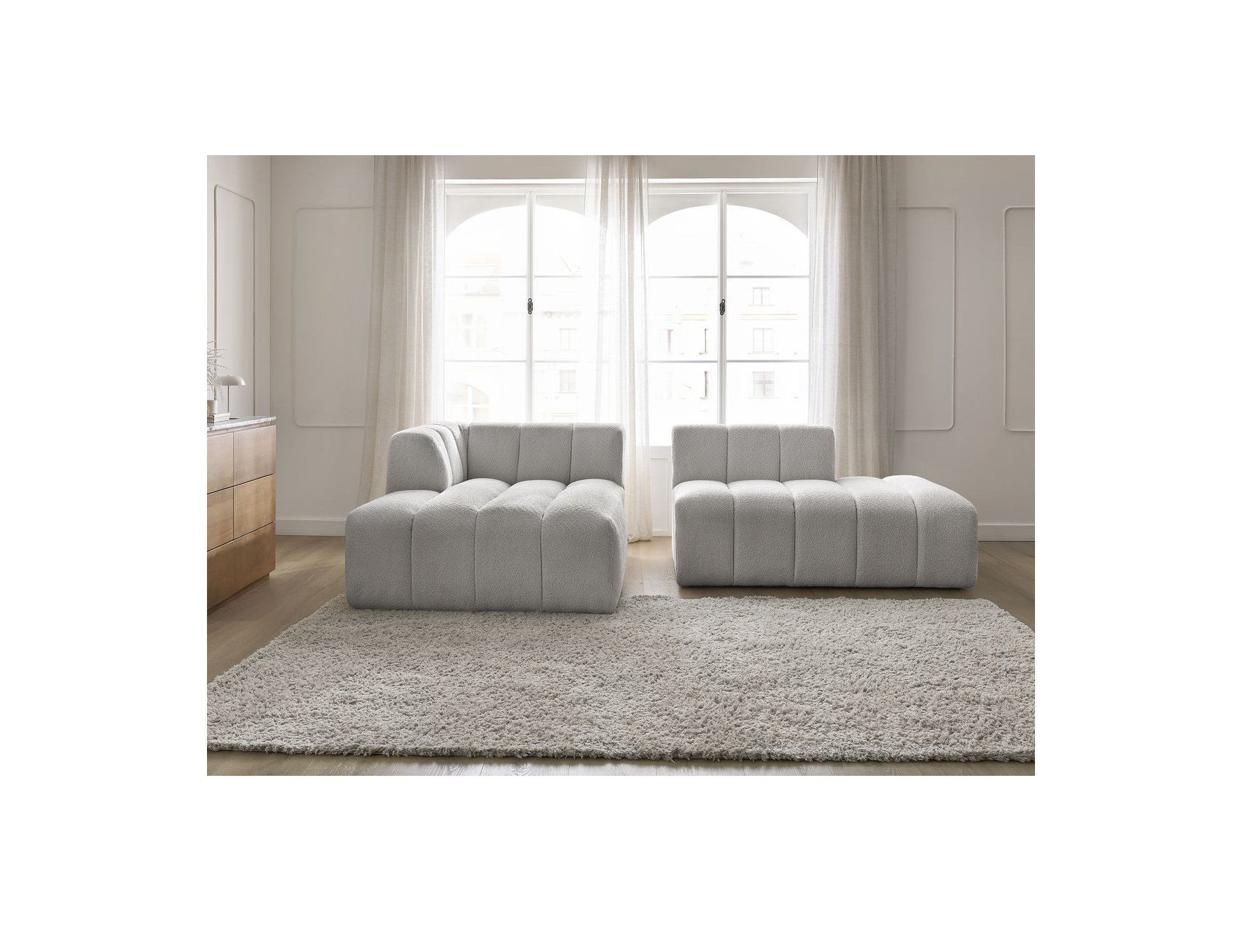 Modular Fixed Corner Sofa - Annecy - Bouclé Fabric - Left Corner