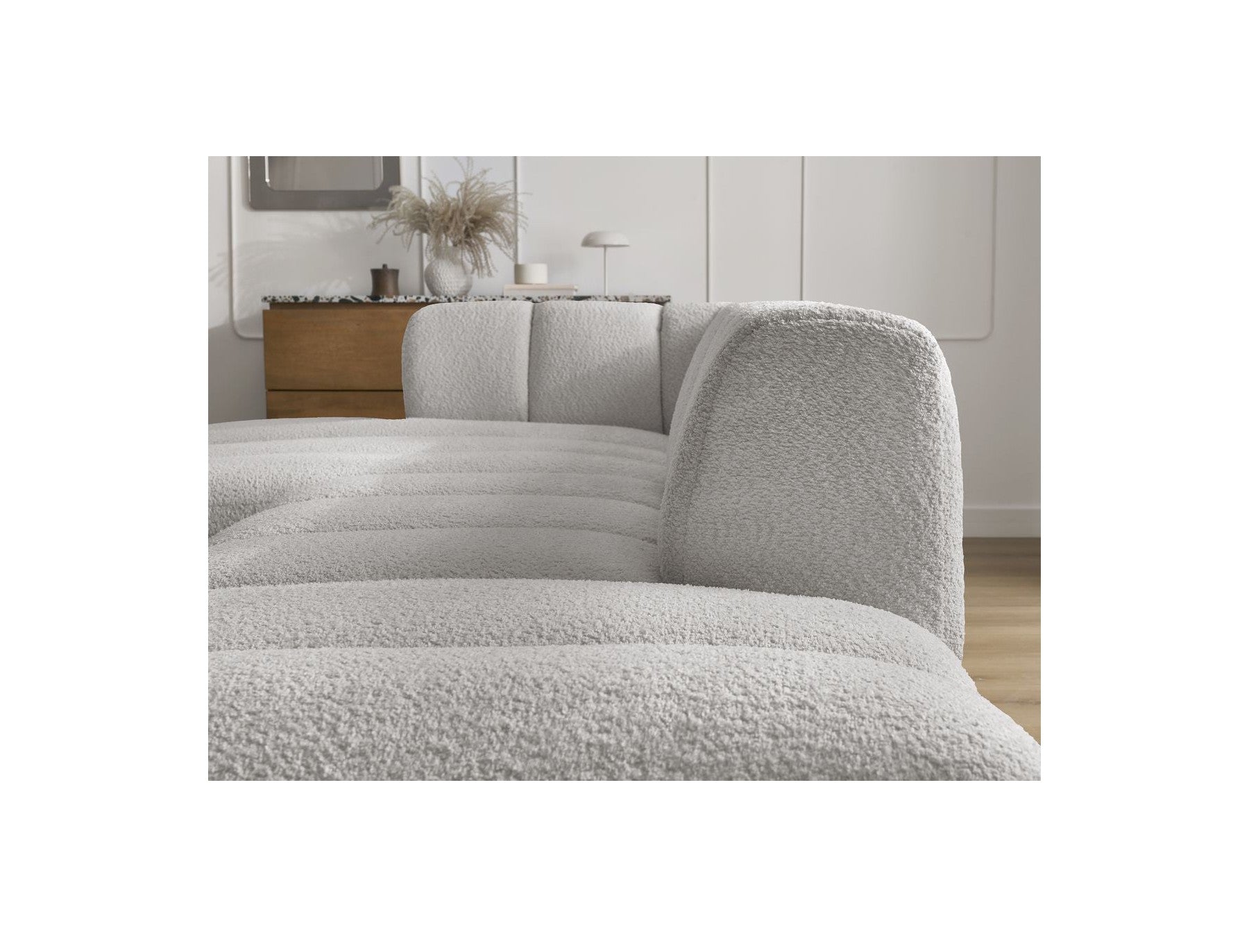 Modular Fixed Corner Sofa - Annecy - Bouclé Fabric - Left Corner