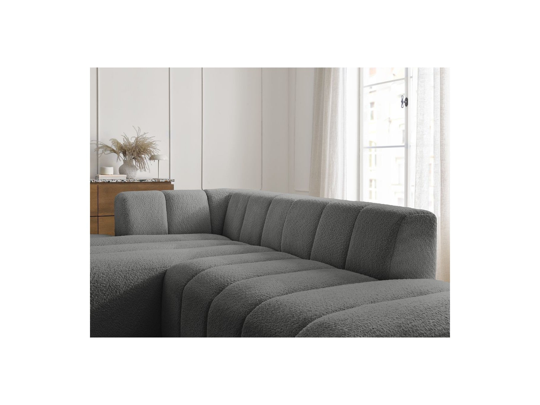 Modular Fixed Corner Sofa - Annecy - Bouclé Fabric - Left Corner