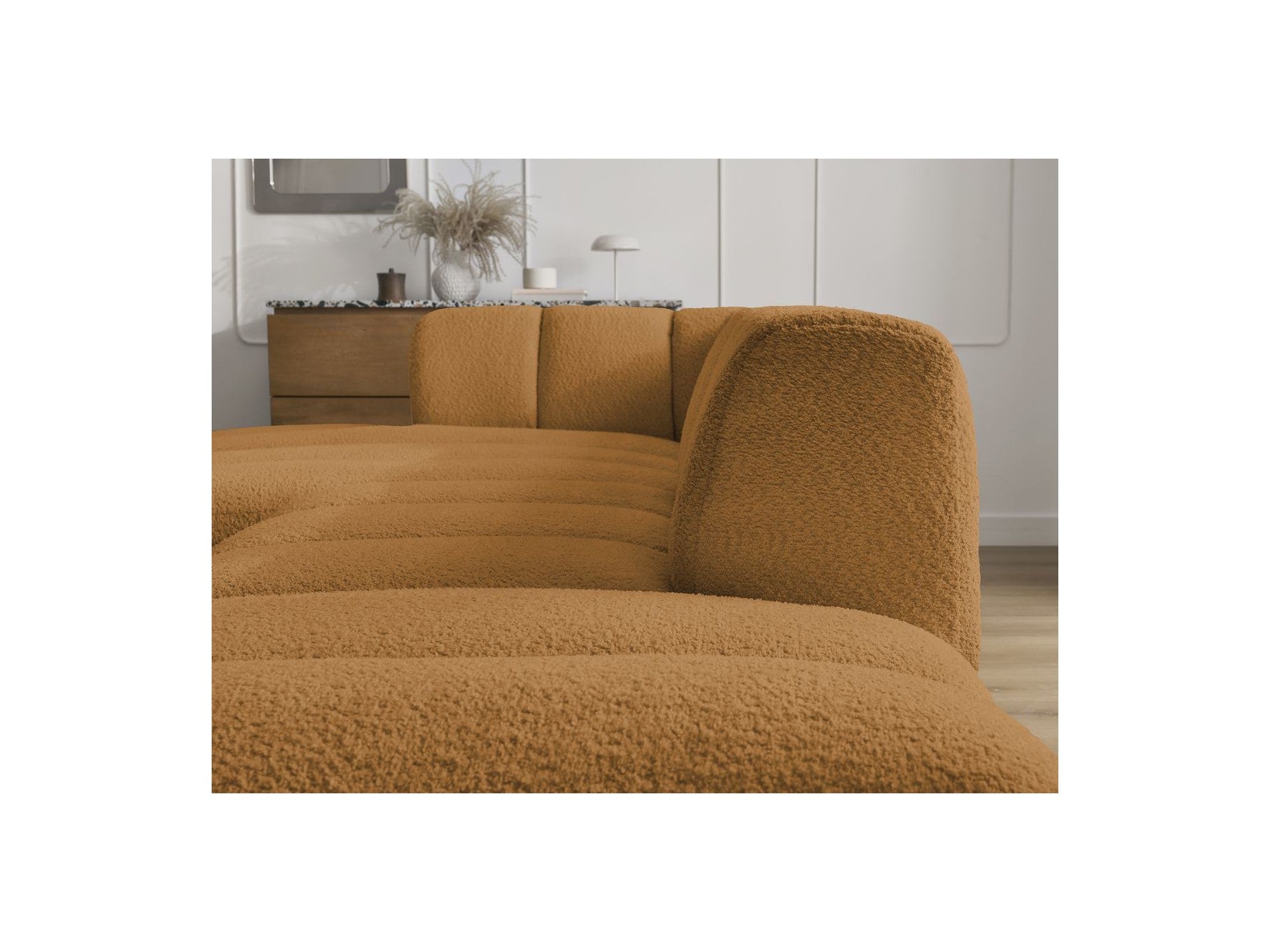Modular Fixed Corner Sofa - Annecy - Bouclé Fabric - Left Corner