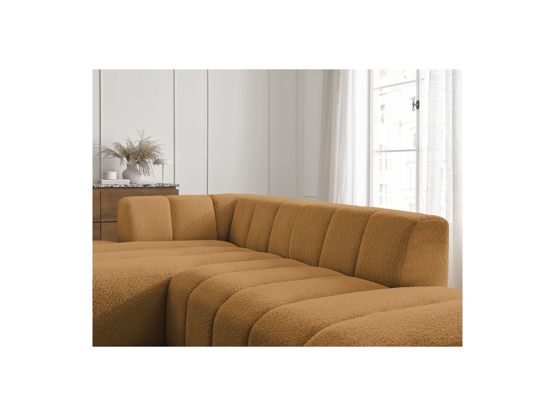 Modular Fixed Corner Sofa - Annecy - Bouclé Fabric - Left Corner