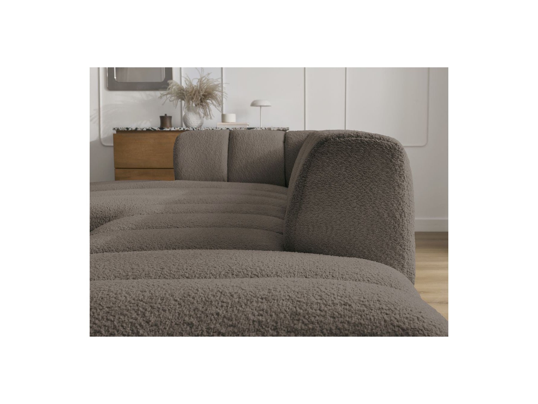 Modular Fixed Corner Sofa - Annecy - Bouclé Fabric - Left Corner