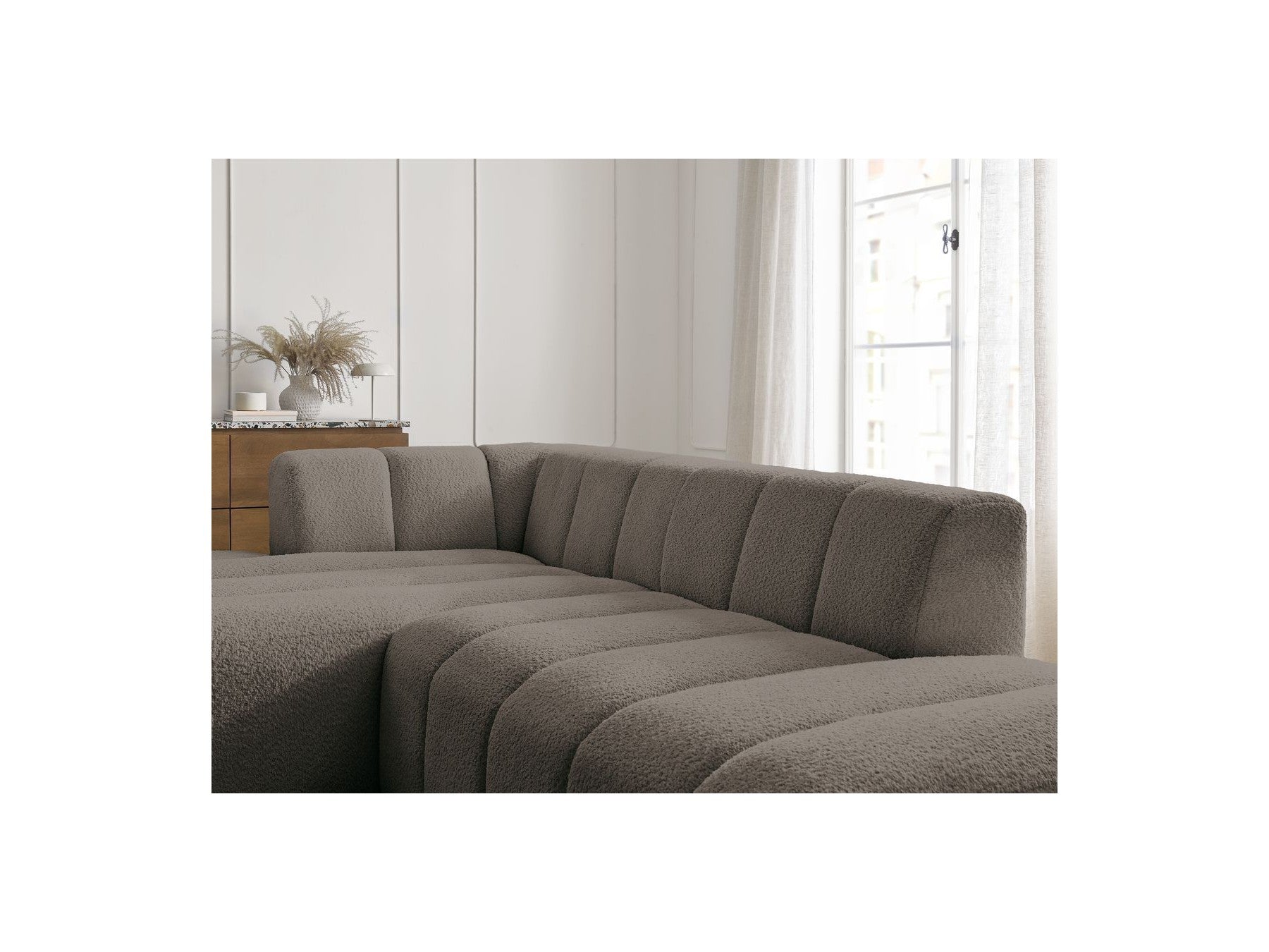 Modular Fixed Corner Sofa - Annecy - Bouclé Fabric - Left Corner