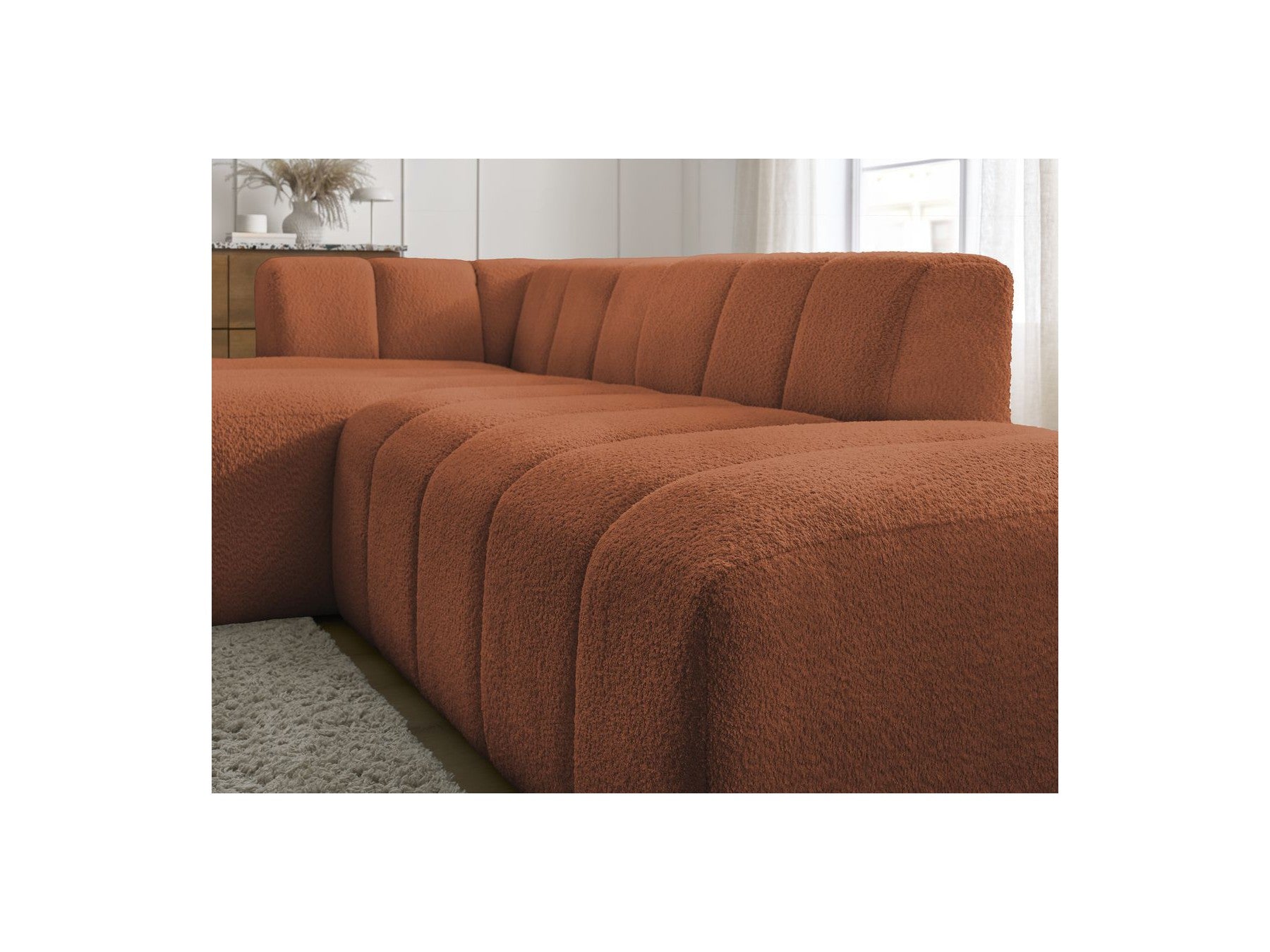 Modular Fixed Corner Sofa - Annecy - Bouclé Fabric - Left Corner