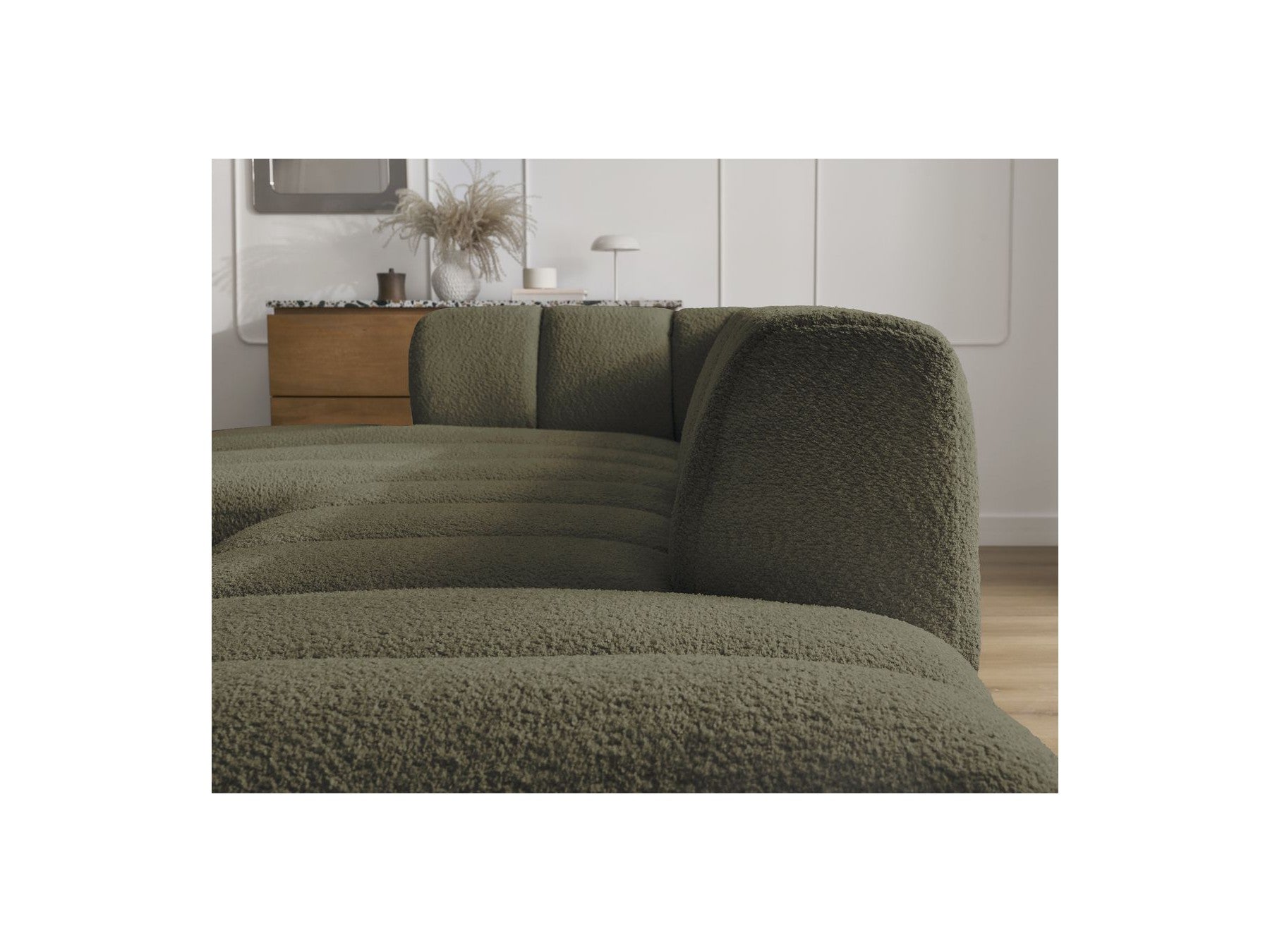 Modular Fixed Corner Sofa - Annecy - Bouclé Fabric - Left Corner