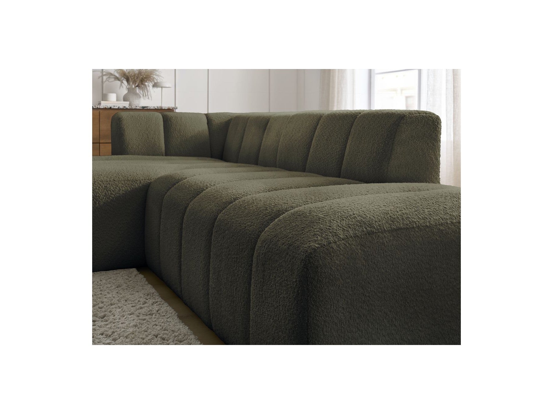 Modular Fixed Corner Sofa - Annecy - Bouclé Fabric - Left Corner