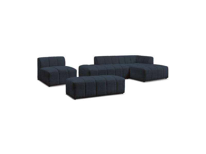 Canapé D'Angle Fixe Modulable - Annecy - Avec 1 Chauffeuse 1 Place + 1 Pouf - Tissu Bouclette - Angle Droit