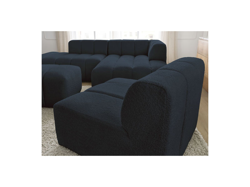 Canapé D'Angle Fixe Modulable - Annecy - Avec 1 Chauffeuse 1 Place + 1 Pouf - Tissu Bouclette - Angle Droit