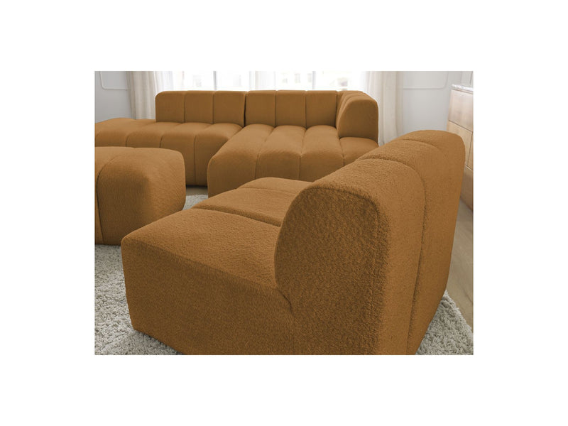 Canapé D'Angle Fixe Modulable - Annecy - Avec 1 Chauffeuse 1 Place + 1 Pouf - Tissu Bouclette - Angle Droit