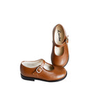 Chaussures Louise Resistantes Fille À Boucle - Cuir Camel Liseré Camel - Fille