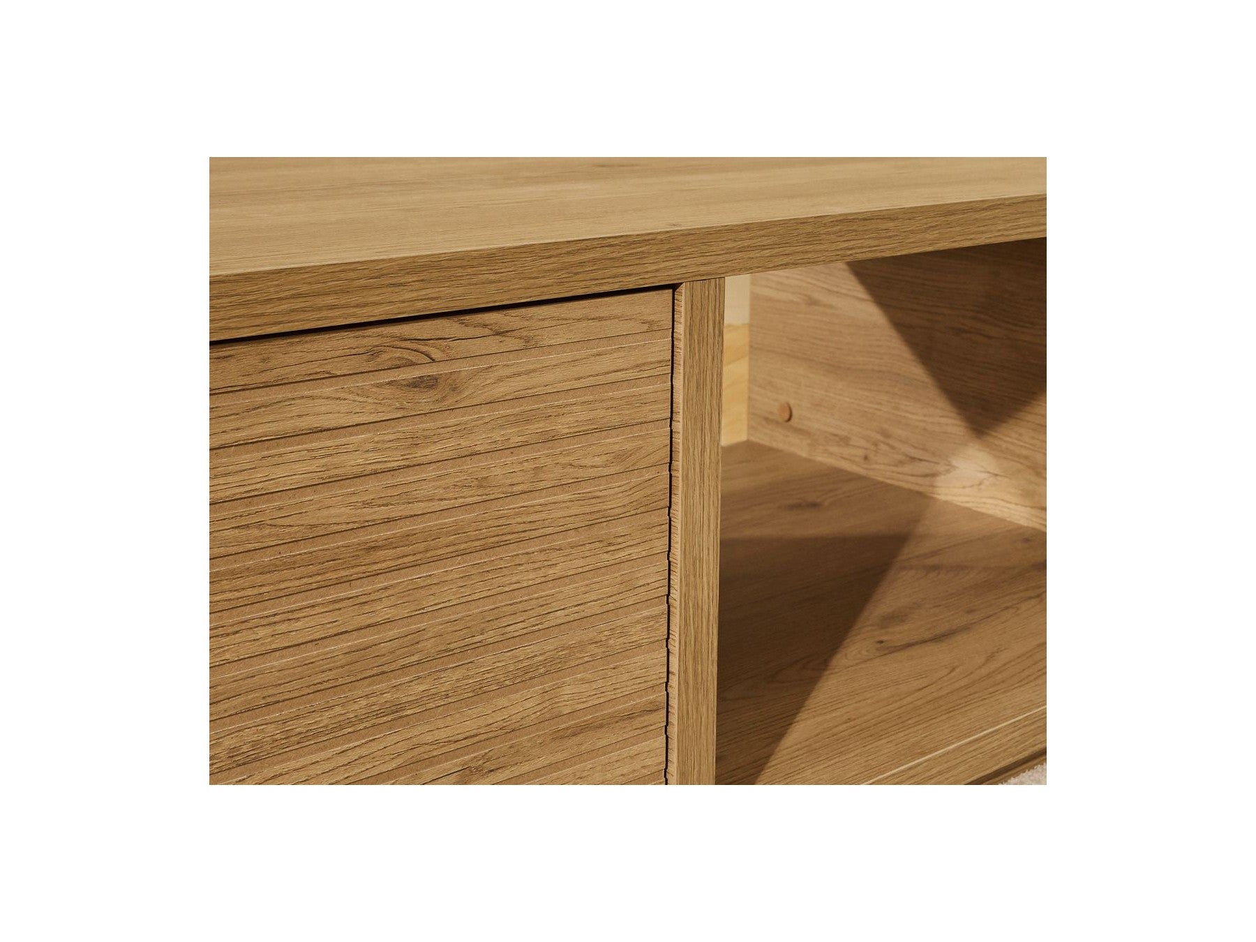 Ferret - Coffee Table with Drawer - Wooden Slat Effect