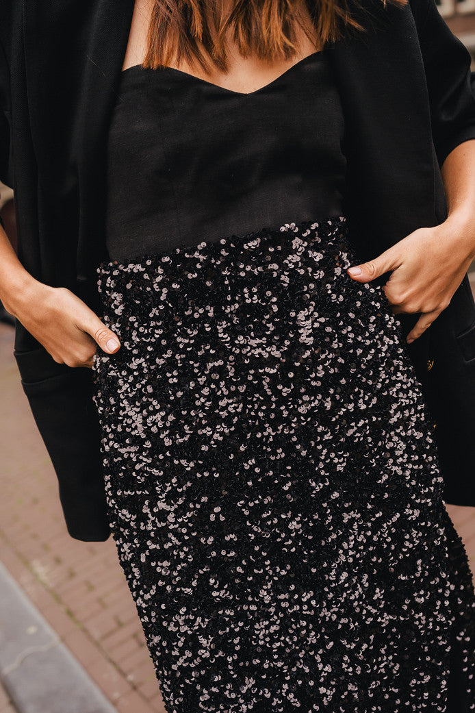 Léana Sequin Noir Skirt
